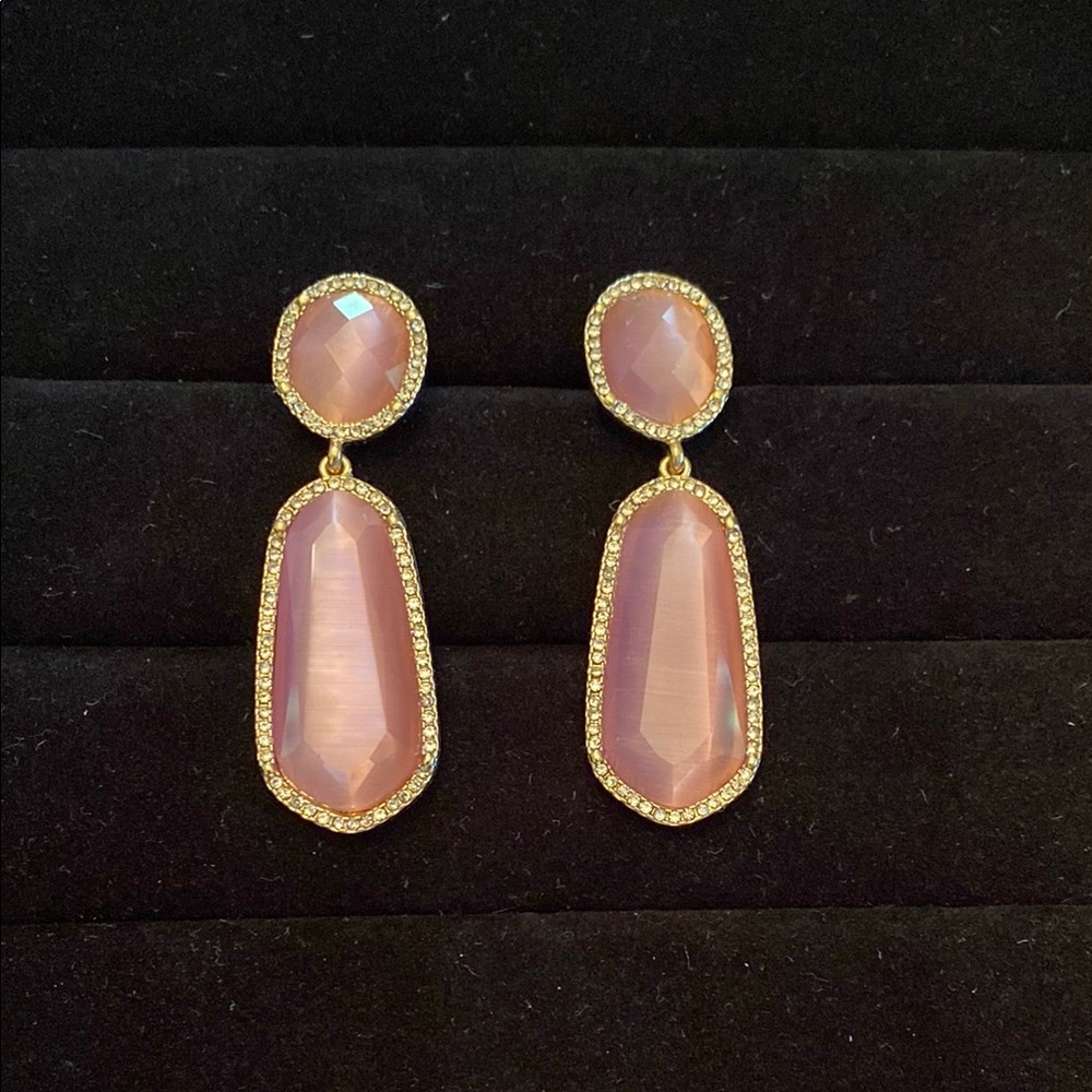 Elegant Pink and Gold Drop Earrings